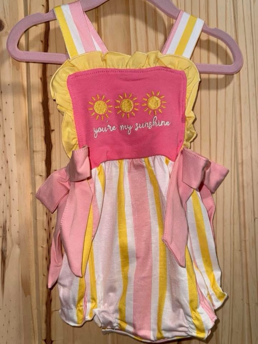 Baby Girls "You're My Sunshine" Pink & Yellow Sundress Romper